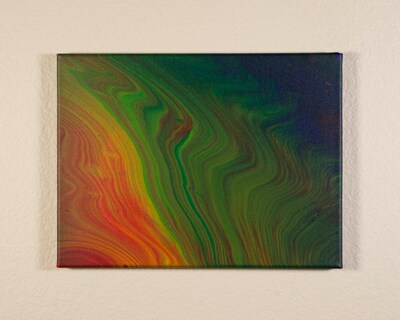 Shades | Original Fluid Acrylic Pour Painting, Acrylic Fluid Art, Small Abstract Painting, Dark Pour Art, Canvas Wall Art, 9x12 - image2